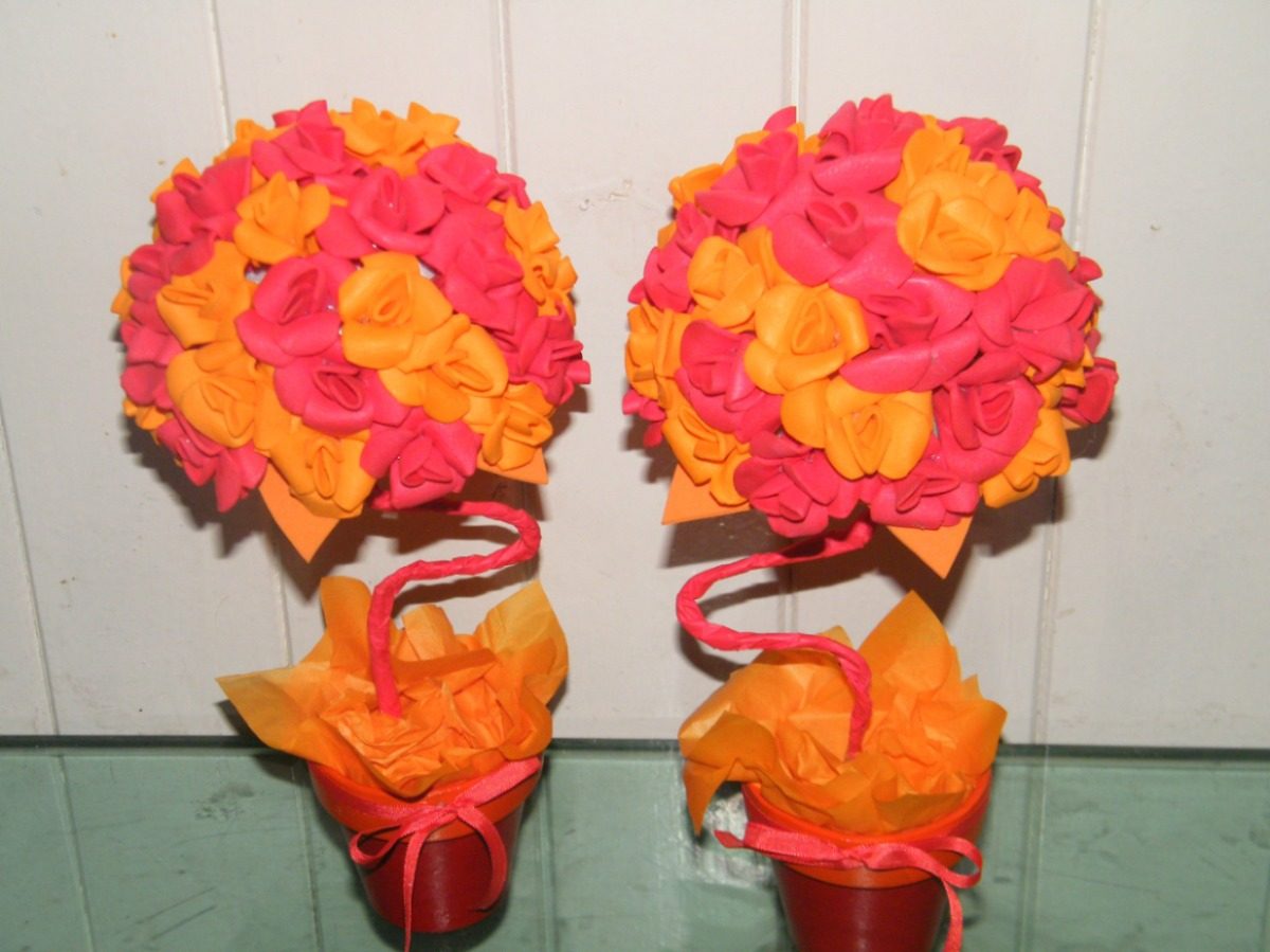 Flores de colores en maceta Goma Eva Flores de colores en maceta Goma Eva